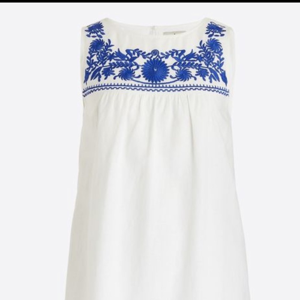 J Crew factory linen blend embroidered dress